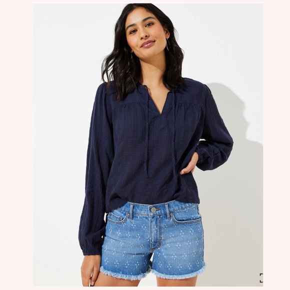 LOFT Pants - LOFT Punched Cut Off Denim Shorts in Botanic Blue